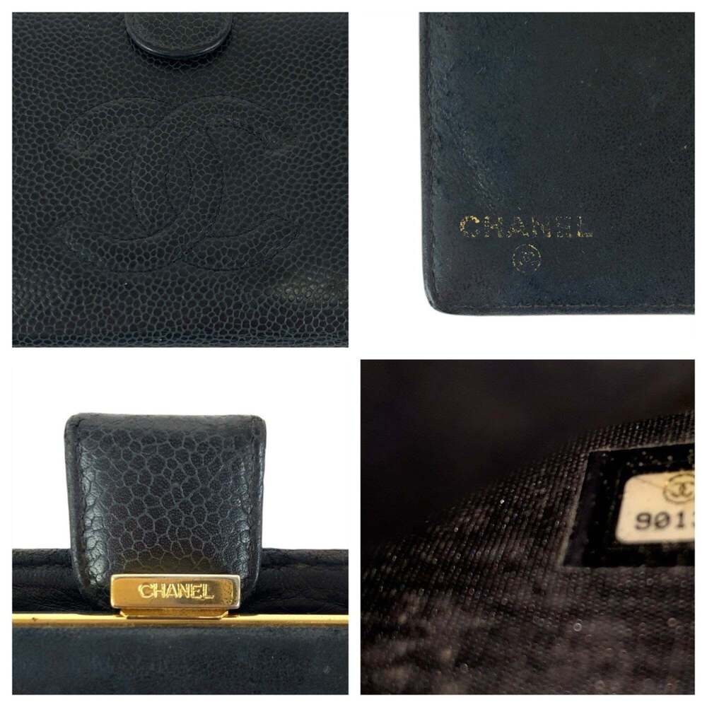 CHANEL Vintage Black Leather Logo Wallet - Picture 5 of 10